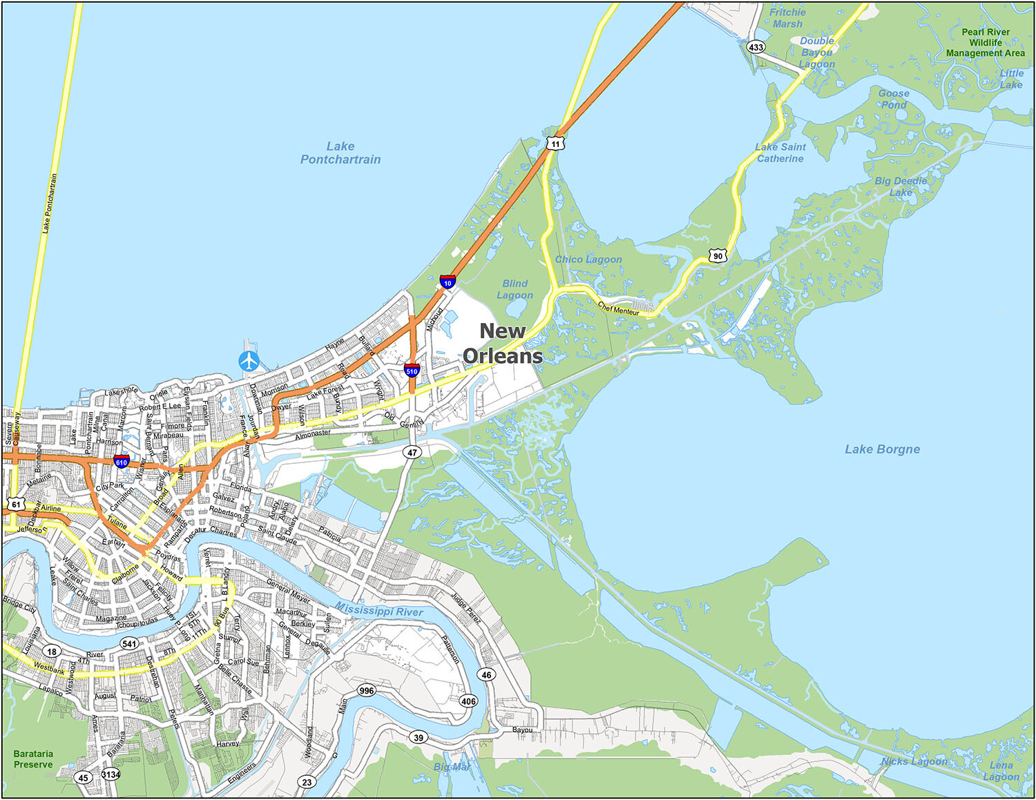 map of new orleans